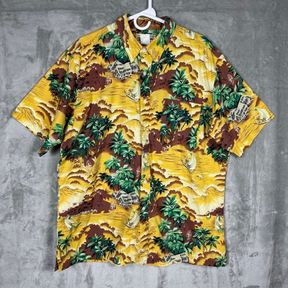 Vintage Wrangler Hawaiian Shirt Mens‎ XL Yellow Floral Printed - Picture 1 of 9